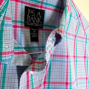 Jos. A. Bank dress shirt. Medium. Blue, green, red checkered.